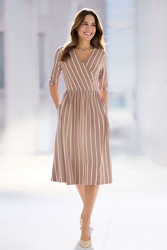 Women's Stripe Fixed Wrap Dress 