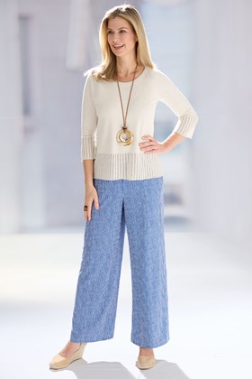 Women's Wide-Legged Striped Trousers