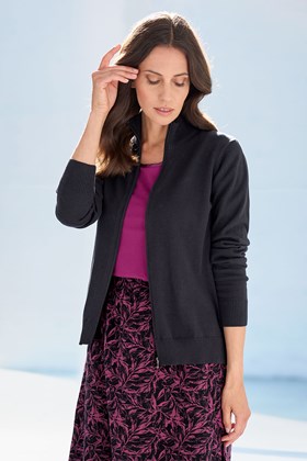 Zip Through Cotton Cardigan