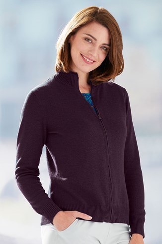 Zip Through Cotton Cardigan